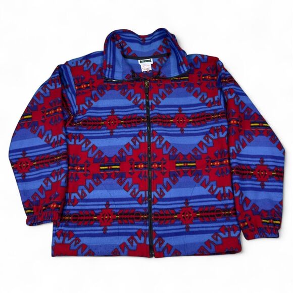 Lake Matley Other - Lake Matley Fleece Jacket Men’s Large Blue Red Aztec Vintage 90s Outdoor